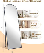 58"x19"Floor Mirror Full Length,Arched Full Length Mirror with Stand,Full Body Mirror,Hanging or Large Leaning for Bedroom Living Room Black