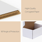 RLAVBL 10 Pack 6x4x3 Small Shipping Boxes, White Corrugated Cardboard Box for Packing, Mailing, Business
