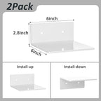 6 Inches Acrylic Small Wall Shelves 2 Pack, Floating Shelf for Wall Mounting, Acrylic Display Ledges for Funko Pop Figures, Home Décor, Living Room, Gaming Room, Plants(6 inch, White)