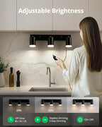 Bojim Plug in Ceiling Track Lighting with 14.3ft Power Cord for Kitchen, Dimmable LED Spotlight Wall Mounted for Sala, Black 3 Lights Fixture Removable Cup for Bedroom Farmhouse Studio, GU10 No Bulb