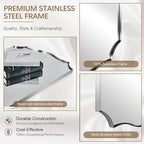 ANDY STAR 30x48 Inch Large Bathroom Mirror, Brushed Nickel Asymmetrical Mirror, Modern Rectangle Mirror with Unique Wavy Design, Premium Stainless Steel Metal, Wall-Mounted Vertically/Horizontally