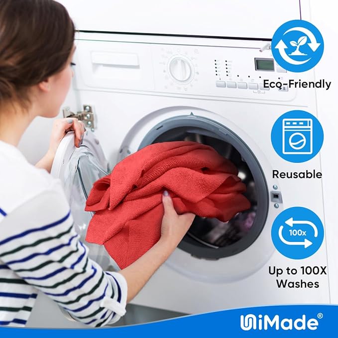 Microfiber Cleaning Cloth, 20 Pack Reusable Microfiber Towels for Cars Lint Free Cleaning Shop Towel Rags for Home Kitchen Automotive Bar Mechanic Restaurant Garage, 11.5"x 11.5", Red