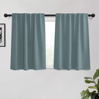KGORGE Short Blackout Curtains for Small Window, Privacy Thermal Insulated Bathroom Curtains Noise Reducing Drapes for Bedroom Kitchen Cafe Living Room, W34 x L45 inches, Dusty Blue, 2 Panels