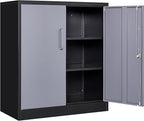 SISESOL Storage Cabinet with Doors and Shelves,36 inch Metal Storage Cabinet with Locking Doors,Small Metal Cabinets with Lock,Gray Garage Cupboard for Home Office,Garage,Shop
