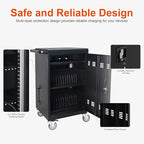 32 Devices Laptop Charging Cart, Tablet Storage Carts for Pad Up to 16.3" Screen Size, Classroom Computer Mobile Charging Station for Pads,Chromebooks,Laptops,Security Storage (Black)