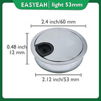 1 Pcs Desk Grommet 2-1/16" / 53 mm, Desk Cord Hole Cover, Cable Grommet Metal Zinc Alloy Materilal, Desk Hole Grommet for Home & Office Pc, Detachable Cable Cord Organizer-Bright Silver