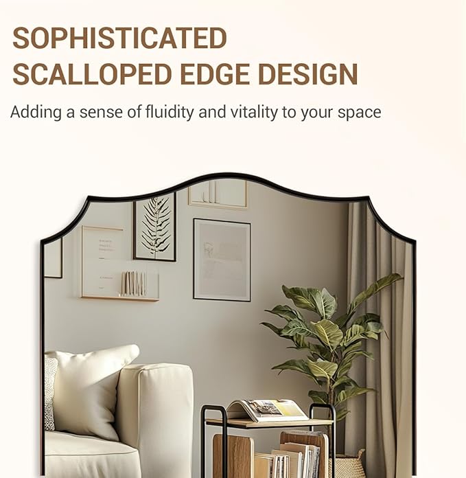 ANDY STAR 30x40 Inch Bronze Mirror, Large Bathroom Mirror with Anti-Rust Stainless Steel Metal Frame, Unique Rectangle Mirror, Stunning Curved Design Ideal for Home Remodel