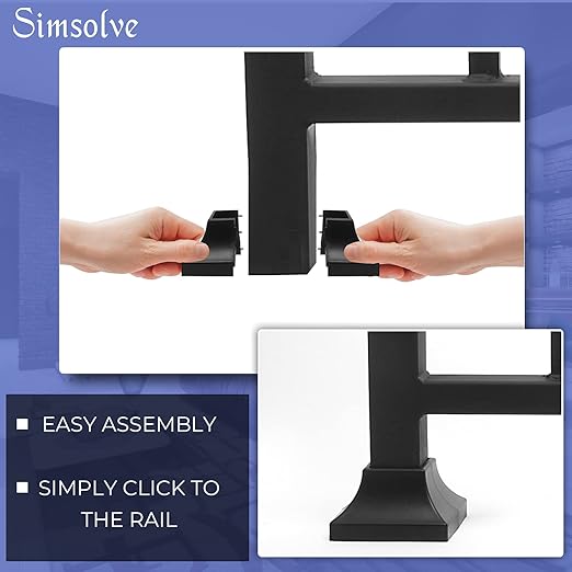 Deck Post Base Cover – Durable, Snap-Together Shoe Base Instantly Transforms Hand & Stair Rail Feet – Porch, Stair & Deck Base Brackets Covers – UV-Resistant ABS Plastic (Black)