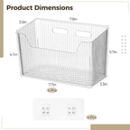 4 Pcs Plastic Wall Mount Organizer Bins - Self Adhesive Inside Cabinet Door Storage for Cosmetics Toiletries, Wall Organization Containers for Kitchen Bathroom Office, 7.9 x 3.5 x 5.7 in