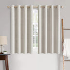 MIULEE Linen Textured Curtains for Bedroom Solid 100% Blackout Thermal Insulated Cream White Grommet Room Darkening Curtains & Drapes Luxury Decor for Living Room Nursery 52 x 63 Inch (2 Panels)