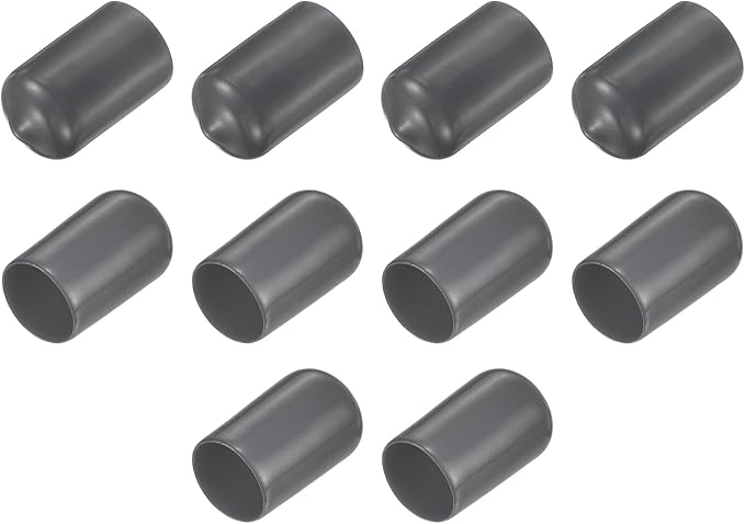 uxcell 10pcs Rubber End Caps 12.5mm ID Vinyl Round End Cap Cover Screw Thread Protector Dark Grey