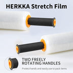 Stretch Film, HERKKA Stretch Wrap with Handles Industrial Strength, Moving Wrapping Plastic Roll, Shrink Wrap for Pallet Wrap, 15" x 1000 Feet, 4 Pack, 60 Gauge
