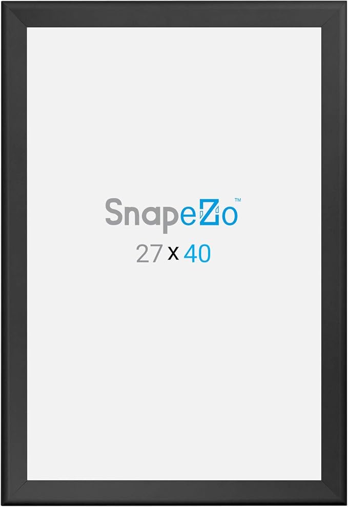 SnapeZo Movie Poster Frame 27x40 Inches, Black 1.7 Inch Aluminum Profile, Front-Loading Snap Frame, Wall Mounting, Wide Series for One Sheet Movie Posters