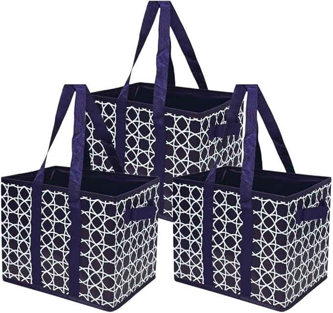 DURASACK Grocery Tote 3-Pack All-Purpose Collapsible Totes with Handles Kitchen Reusable Grocery Bags