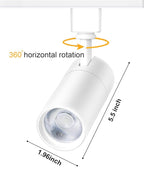 White 20W Track Lighting Heads,2700K-6500K Stepless Dimming H Type LED Track Light Heads Dimmable Rail Ceiling Spotlight Fixtures Accent,CRI90+ 24° 1800LM,6 Pack