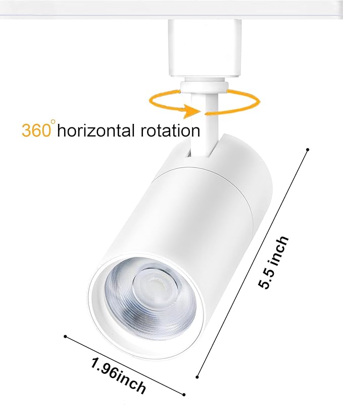White 20W Track Lighting Heads,2700K-6500K Stepless Dimming H Type LED Track Light Heads Dimmable Rail Ceiling Spotlight Fixtures Accent,CRI90+ 24° 1800LM,6 Pack