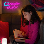 One More Chapter Neon Sign Read Book Neon Light for Wall Decor Dimmable Pink Letter Reading LED Neon Sign for Study,Library,Book Shop,Classroom Decoration