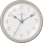Presentime & Co 4" Chic Home Tabletop Alarm Mantel Clock, Desk and Shelf Clock, Silent no Ticking, Warm Gray and Chic Silver Finish. Tabletop Décor, Home Décor