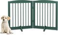 Freestanding Pet Gate for Dogs, Foldable Wooden Dog Gate for House, Stairs, Doorways, Step Over Pet Puppy Safety Fence,Support Feet Included,24" Height 2 Panels, Green