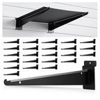 Therwen 24 Pcs 15.8" Chrome Slatwall Knife Shelf Bracket with Lip Metal Bracket Hooks Slatwall Hanger Heavy Duty Shelf Accessories Home Boutique Retailer Display (Black)