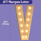 Marquee Letters 4 Feet Tall, 4FT Large Light up Letters V, Big Sign V with Warm White Light for 15th XV Birthday Wedding Proposal Engagement Graduation Party Backdrop Decorations