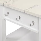 OSP Home Furnishings Litchfield Modern Farmhouse Kitchen Cart, Solid Wood Frame with Storage Drawers, Shelves, Locking Casters, White with Faux Marble Top
