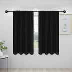 Easy-Going Rod Pocket Blackout Curtains for Bedroom, Room Darkening Window Curtains for Living Room, Thermal Insulated Noise Reduction Solid Window Drapes, 2 Panels(34x54 in, Black)