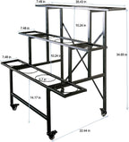 Zhongma Moving Plant Stand with Wheels Heavy Duty Garden Cart Display Flower Shelf with 12pcs Plastic Buckets for Fresh Flowers