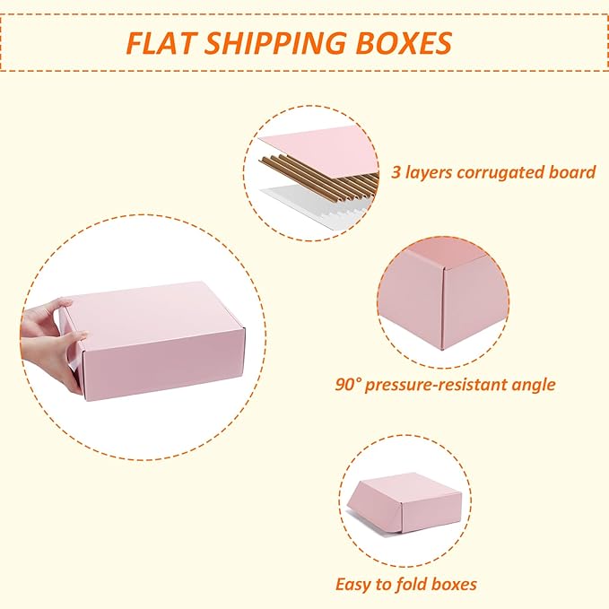 HORLIMER 12x9x4 inches Shipping Boxes Set of 20, Pink Corrugated Cardboard Gift Box for Packing, Mailing, Small Business