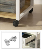Printer Stand Office Printing 2 Tier Vintage Under Desk with Drawers and Caster Wheel for Home Table Organizer Mobile Shelf Cart Table