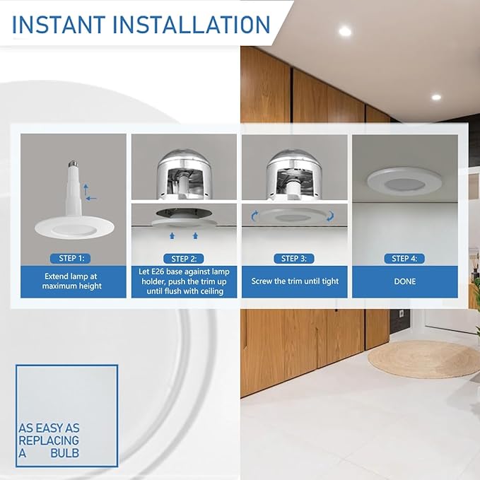 Jolux 12-Pack 5/6" Retrofit LED Recessed Lighting,12W=60W,2700K SoftWhite,800 Lumens,Dimmable Can Lights,Damp Rated,Simple Installation Adjustable Retrofit Downlight,ETL,Bevel Trim