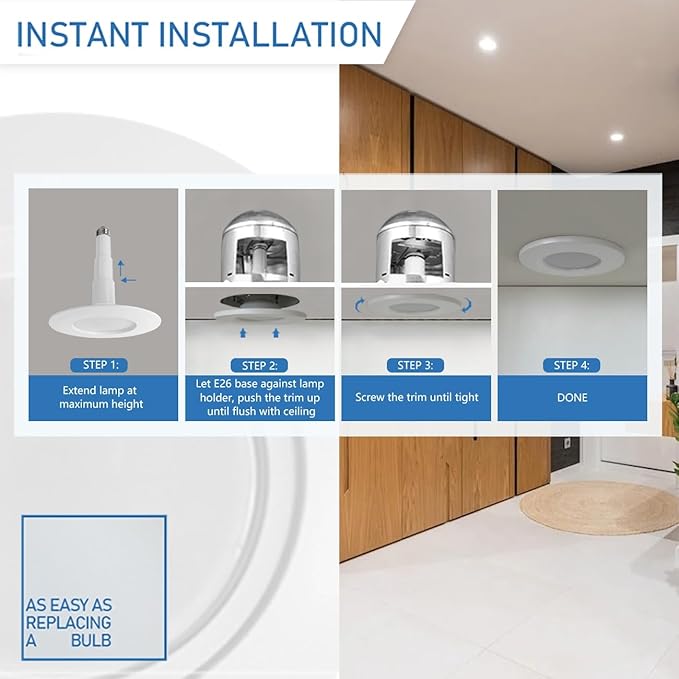 Jolux 6-Pack 5/6 Inch LED Can Lights Retrofit Recessed Lighting,12W=60W,2700K SoftWhite,800 Lumens,Dimmable Adjustable Retrofit Downlight,ETL,Damp Rated,Simple Installation Can Lights,Bevel Trim