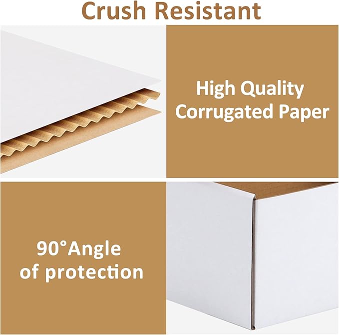 RLAVBL 12x9x4 Inches Shipping Boxes Set of 50, White Medium Corrugated Cardboard Box, Mailer Boxes for Packing Small Business