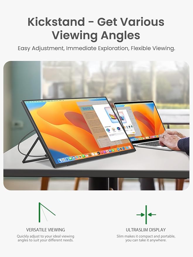 Portable Monitor Touchscreen 24.5”, 2K 165HZ Gaming Touch Monitor with FreeSync, 0.1ms, 180° Adjustable Kickstand & VESA, USB-C & HDMI, 400Nits IPS Large Travel Second Screen for Laptop, Game Console