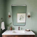 ANDY STAR Brushed Bronze Asymmetrical Mirror, 24"x32" Bathroom Mirror with Premium Stainless Steel Thin Frame, Antique Butterfly-Inspired Designer Mirror, Ideal for Bathroom, Powder Room, Entryway