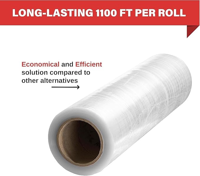Simply Cool Stretch Wrap Industrial Strength Extra Thick 17.5" 1100 SqFt 80 Gauge (20 Micron) 1 Pack Shrink Wrap Roll for Moving Supplies, Furniture, Pallet Wrapping, Packing, Heavy Duty Stretch Film