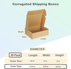 MEBRUDY 12x9x4 Inches Shipping Boxes Pack of 20, Small Corrugated Cardboard Box for Mailing Packing Literature Mailer