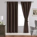 JIUZHEN Blackout Curtains for Bedroom - Curtain Drapes Set of 2 Panels with Tiebacks, Room Darkening Thermal Curtains, 42 x 72 Inches, Light Blocking Curtains for Living Room, Brown