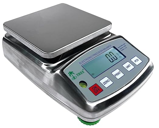 Tree HRB-S 1002TL Stainless Steel Top Loading Balance Scale, 1000 g x 0.01 g for Weighing Powders, Herbs, Jewelry, and More, for Lab & Home Use
