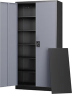 Letaya Metal Garage Storage Cabinets with Lock Door and Adjustable Shelves, Steel Tool Cabinets for Home,Office,Warehouse Organisieren (Black Grey, 72" H)