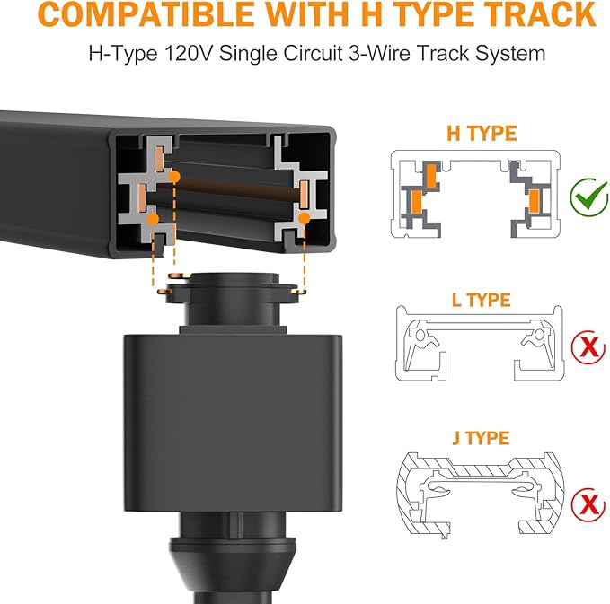 6 Pack 20W Track Lighting Heads,LED Dimmable H Type Track Lighting fixtures,3-Color Selectable 3000K-4500K-6000K Track Lights Ceiling Spotlight for Accent Retail Lighting,CRI90+ 2000lm Black