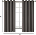 BGment Blackout Curtains for Bedroom - Grommet Thermal Insulated Room Darkening Curtains for Living Room, Set of 2 Panels (52 x 63 Inch, Grey)