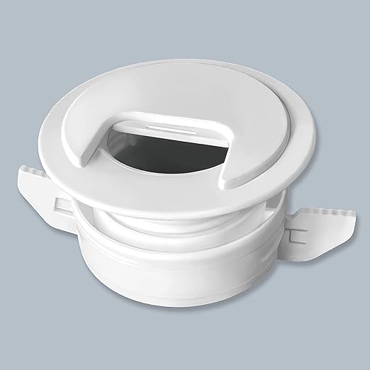 1PK White Patented: Only Cable, Wire, Cord Management, Tool-Free Self-Securing/Locking Grommet with Cap Slider, for Walls, Ceilings, Desks - Used for All Surfaces 3/8" to 1" Thick, Made in USA