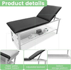 Adjustable Exam Table with Paper Roll Dispenser & Shelf, Physical Therapy Medical Exam Table, Patient Examination Bed, Durable, Low Maintenance and Holds Up to 400 Lbs (Black)