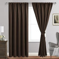 JIUZHEN Blackout Curtains for Bedroom - 60 Inch Extra Wide Thermal Insulated Room Darkening Privacy Soundproof Curtains for Living Room, Set of 2 Panels with Tiebacks, 60 x 84 inches, Brown