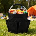17L Cleaning Caddy With Handle, Foldable Storage Cleaning Product Organizer, Cleaning Caddy Organiser, Outdoor Camping，Portable Multifunctional Cleaning Bucket tool Bag Organizer (black)