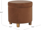 HomePop Home Decor | Upholstered Round Storage Ottoman | Ottoman with Storage for Living Room & Bedroom, Spice Orange Velvet Large