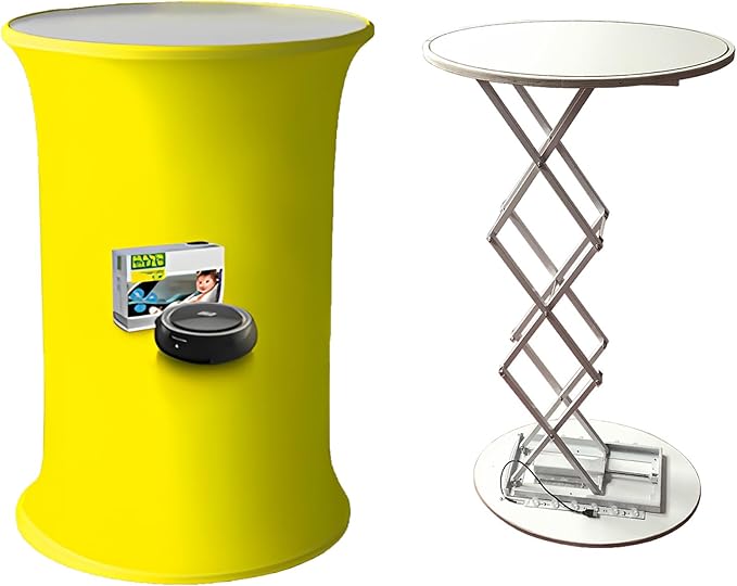 Customizable Foldable Promotion Retail Bar Table Pop Up Podium Tradeshow Podium,Hydraulic lift, Luminescent, Light box(Circular)