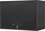 Yizosh Metal Garage Wall Cabinet with Doors and Shelves, Wall Mounted Metal Storage Cabinet, Floating Garage Tool Cabinet for Garage, Basement, Kitchen, Warehouse (Black, 21.6" H)