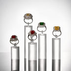 Oirlv Acrylic Jewelry Display Stand Ring Showcase Display Holder 7 PCS Rings Stand (White Frosted)